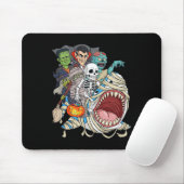 Zombie Riding Mummy Shark Vampire Halloween Pumpki Mousepad (Mit Mouse)