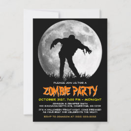 Zombie Rises Apokalypse Party Vollmond Halloween Einladung