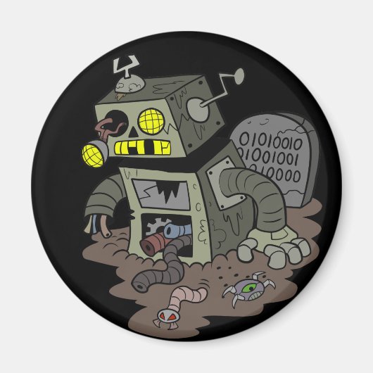 Zombie Robot Button Magnet (Vorne)