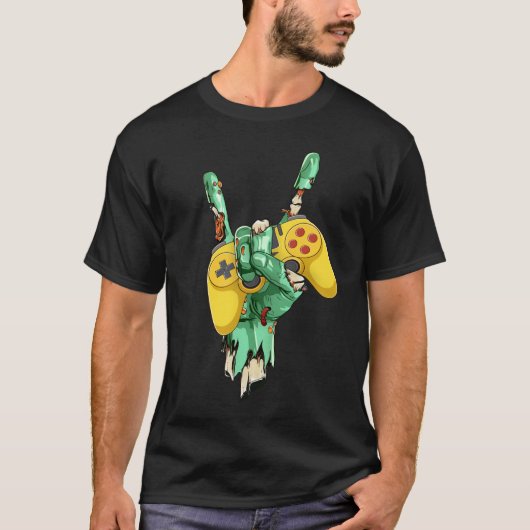 Zombie Rock Hand Holding Gaming Controller T-Shirt (Vorderseite)