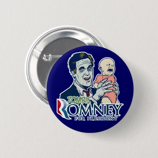 Zombie Romney für Präsidenten Button (Vorne & Hinten)