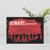 Zombie-rote Halloween-Party-Einladung Einladung (Stehend Vorderseite)