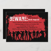 Zombie-rote Halloween-Party-Einladung Einladung (Vorne/Hinten)