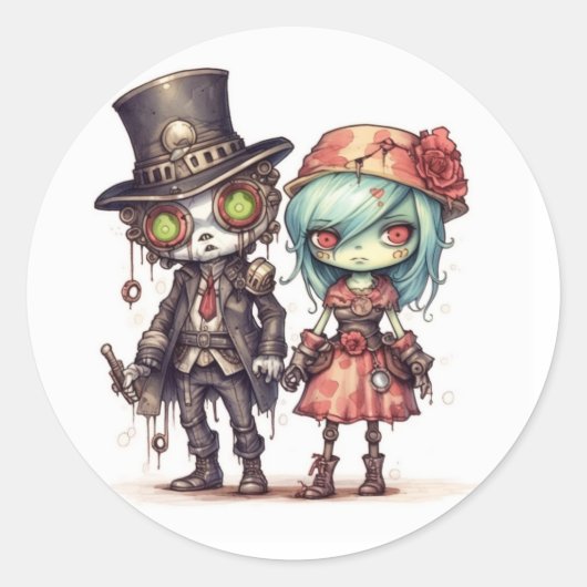 Zombie Runder Aufkleber (Vorderseite)