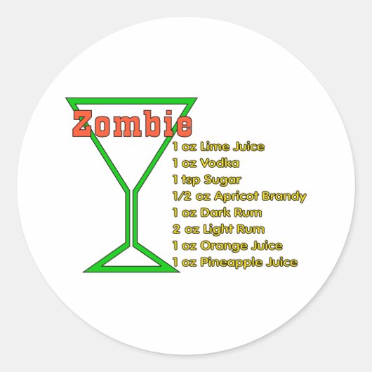 Zombie Runder Aufkleber (Vorderseite)