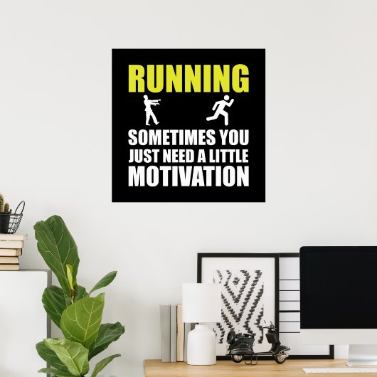 Zombie Running Motivation Poster (Heimbüro)
