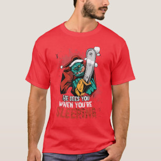 Zombie Santa Chainsaw Horror Movie Lover Gift boy T-Shirt