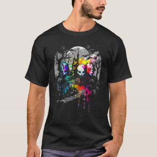 Zombie-Schädel Spukhaus Goth-Farbspritzer Horr T-Shirt