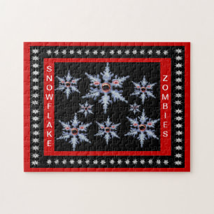 Zombie-Schneeflocken greifen Weihnachten-Jigsaw an Puzzle