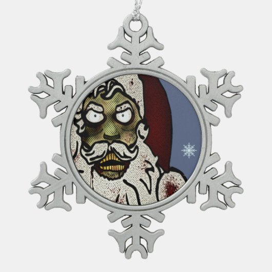 Zombie Schneeflocken Zinn-Ornament (Vorderseite)