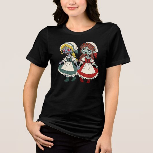 Zombie Schneewittchen und Rosenrot Tri-Blend Shirt (Vorderseite)