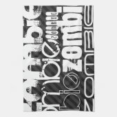 Zombie; Schwarz und Dunkelgrau Streifen Handtuch (Vertikal)