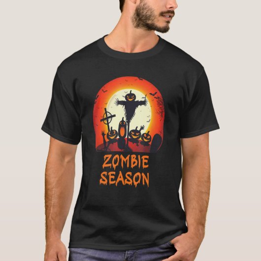 Zombie Season Moonlit Beängstigend Friedhof Kinder T-Shirt (Vorderseite)