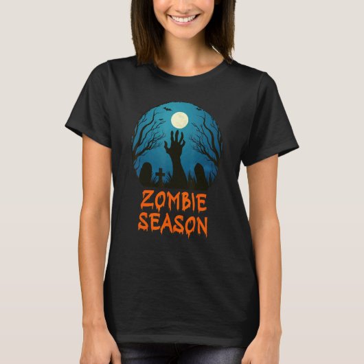 Zombie Season Moonlit Friedhof Beängstigende Kinde T-Shirt (Vorderseite)