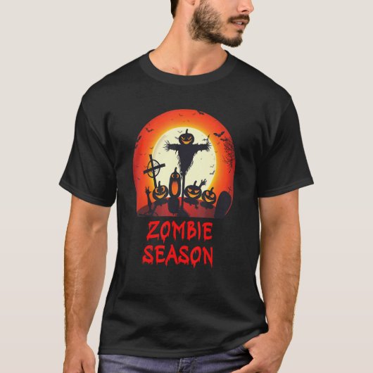 Zombie Season Moonlit Scary Graveyard Kids Boys T-Shirt (Vorderseite)