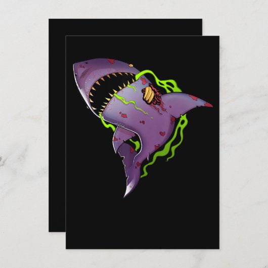 Zombie Shark - Coole Beängstigende Illustration Einladung (Vorne/Hinten)