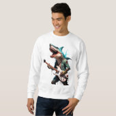 Zombie Shark Rock Star Electric Guitar Sweatshirt (Vorne ganz)