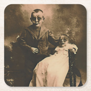 Zombie Siblings Rechteckiger Pappuntersetzer