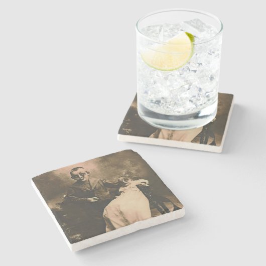 Zombie Siblings Steinuntersetzer (Seitenansicht)