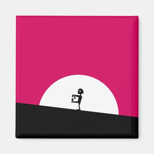 Zombie-Silhouette mit Vollmond Magnet (Vorne)