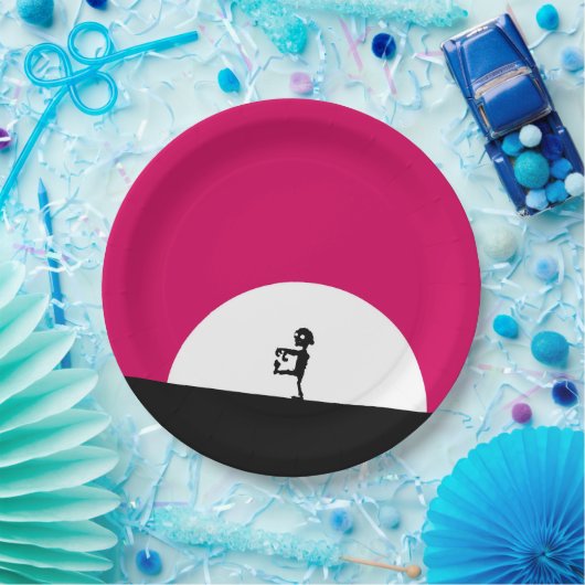 Zombie-Silhouette mit Vollmond Pappteller (Party)