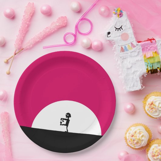 Zombie-Silhouette mit Vollmond Pappteller (Party)