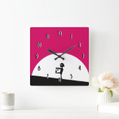 Zombie-Silhouette mit Vollmond Quadratische Wanduhr (Zuhause)