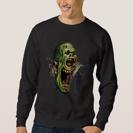 Zombie  Singing Microphone Metal Rock Music Horror Sweatshirt (Vorderseite)