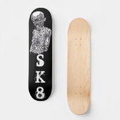 Zombie SK8 Schwarz-Weiß-Kunst Skateboard (Vorderseite)