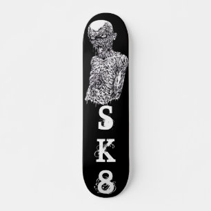 Zombie SK8 Schwarz-Weiß-Kunst Skateboard