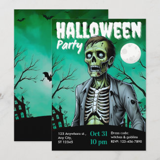 Zombie Skeleton Halloween Party Invite Adults Einladung