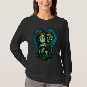 Zombie-Skelett-Apokalypse-Paar Horror Valentinstag T-Shirt