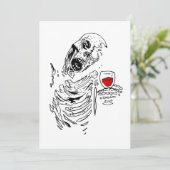 Zombie-Skelett, der den Schädel des Weines trinkt Einladung (Stehend Vorderseite)