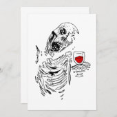 Zombie-Skelett, der den Schädel des Weines trinkt Einladung (Vorne/Hinten)