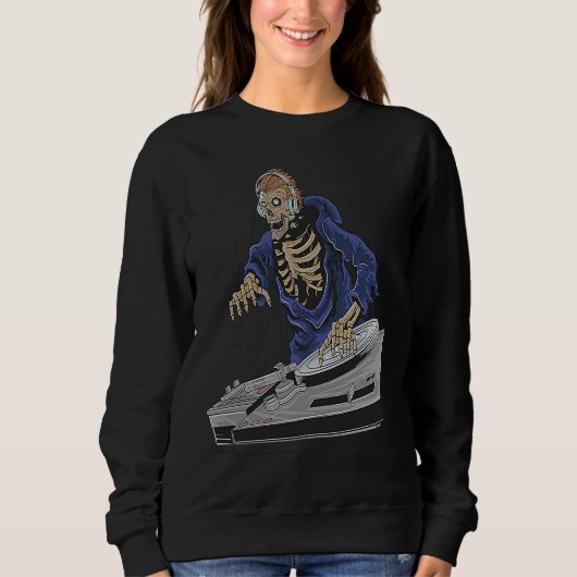 Zombie-Skelett-Halloween-DJ Sweatshirt (Vorderseite)