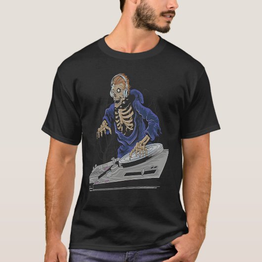 Zombie-Skelett-Halloween-DJ T-Shirt (Vorderseite)