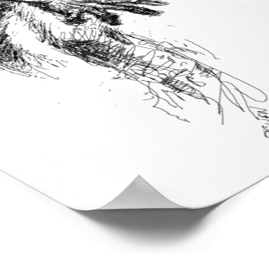 Zombie Sketch Poster Print (Ecke)