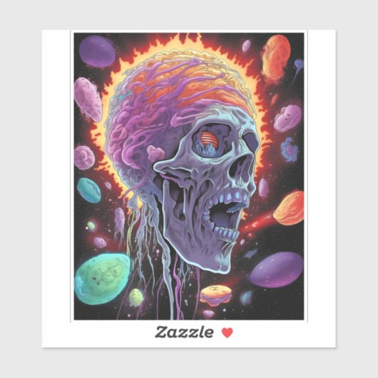 Zombie Skull Creature Sci-fi-Horror Art Aufkleber (Blatt)