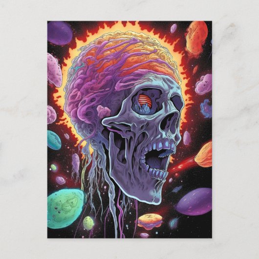Zombie Skull Creature Sci-fi-Horror Art Postkarte (Vorderseite)