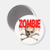 Zombie Skull Red Magnet (Vorderseite/Rückseite)