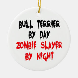 Zombie Slayer Bull Terrier Dog Keramikornament