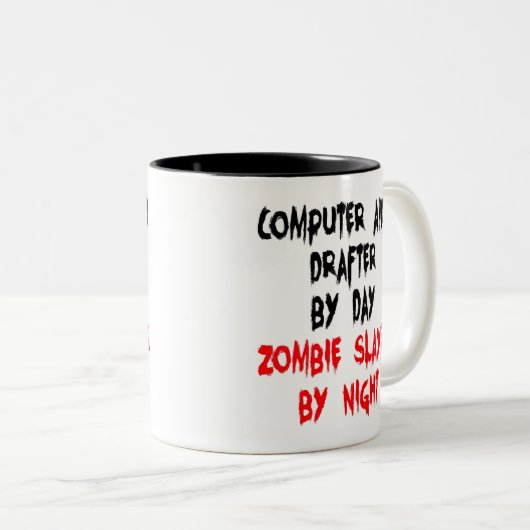 Zombie Slayer Computer Aided Drafter Zweifarbige Tasse (VorderseiteRechts)