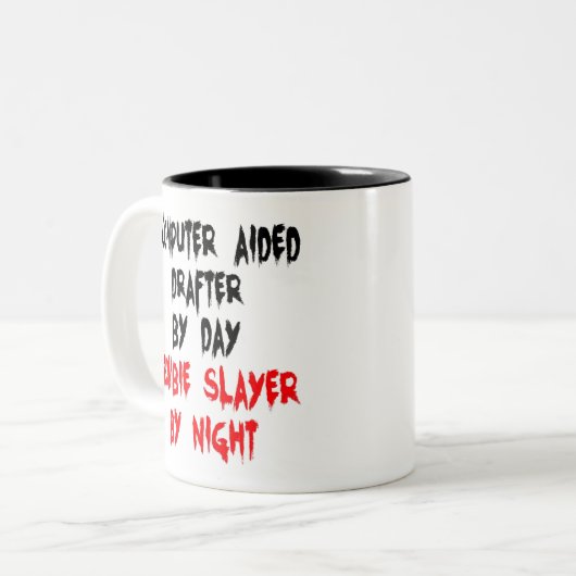 Zombie Slayer Computer Aided Drafter Zweifarbige Tasse (Vorderseite Links)
