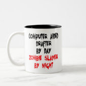 Zombie Slayer Computer Aided Drafter Zweifarbige Tasse (Links)