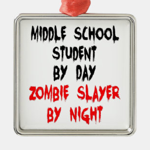 Zombie Slayer Middle School Student Silbernes Ornament