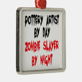 Zombie Slayer Pottery Artist Silbernes Ornament (Rechts)