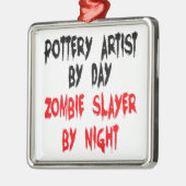 Zombie Slayer Pottery Artist Silbernes Ornament (Links)