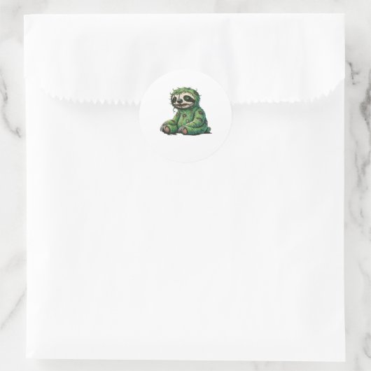 Zombie Sloth Halloween Zombie Sloth Zombie Lover C Runder Aufkleber (Tasche)