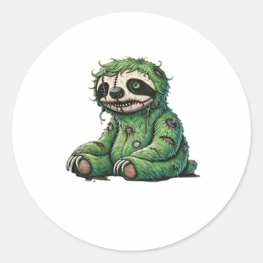 Zombie Sloth Halloween Zombie Sloth Zombie Lover C Runder Aufkleber (Vorderseite)