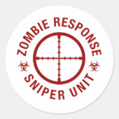 Zombie Sniper Runder Aufkleber (Vorderseite)